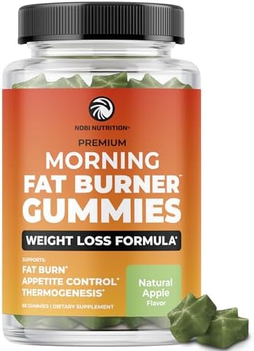 Nobi Nutrition Morning Fat Burn Gummies & Testosterone Booster Suppplement Test Booster Fat Burner & Metabolism Support With Green Tea & Raspberry Ketones Appetite Suppressant & Energy Support 1 Month Supply