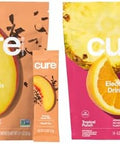 Cure Hydration Plantbased Electrolyte Drink Mix Energy & Dehydration Bundle No Sugar Coconut Water 100Mg Caffeine Nongmo Vegan 14Pack Each: Peach Tea & Tropical Punch