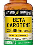 Mason Natural Vitamin A Beta Carotene 25000 Iu Supports Healthy Vision Cell Function & Immune Function 100 Softgels
