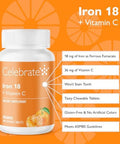Celebrate Iron+C 18Mg Chewable Tangerine, 30 Count