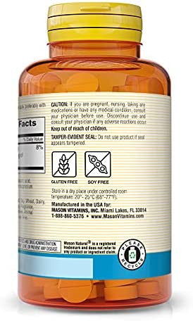 Mason Natural Magnesium Gluconate 550 mg - Healthy Heart and Nervous System, Improved Muscle Function and Blood Pressure Levels, 100 Tablets (Pack of 3)