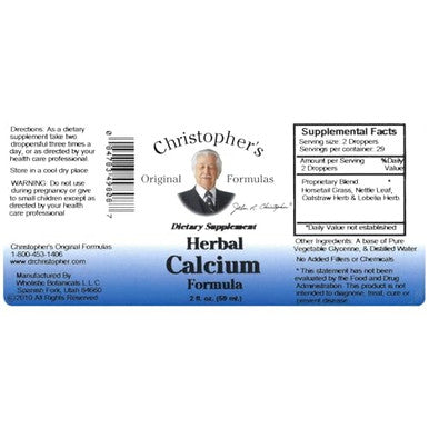 Christopher'S Original Formulas Herbal Calcium Extract Natural Bone Health Support 2 Oz