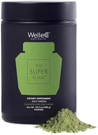 Welleco The Super Elixir Daily Greens Powder With Probiotics Superfoods & Whole Foods Unflavored Drink Mix For Gut Health Immunity Energy Skin & Hair 10.5Oz Jar