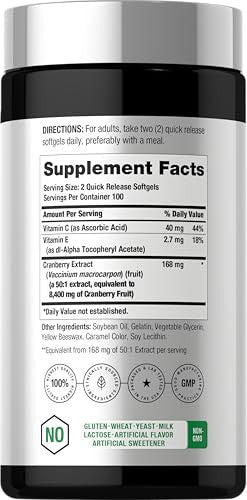 Horbaach Cranberry Pills For Women And Men 200 Softgels
