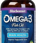 Bluebonnet Nutrition Omega3 Brain Formula Natural Wild Caught Triglyceride Form Dha 1000 Mg Epa 210 Mg Highly Concentrated Cognitive Health & Wellness Support Supplement120 Count