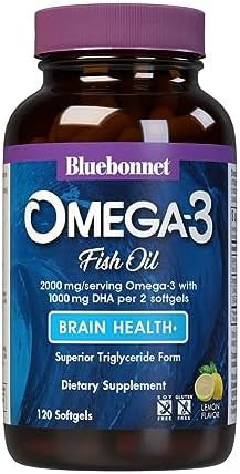 Bluebonnet Nutrition Omega3 Brain Formula Natural Wild Caught Triglyceride Form Dha 1000 Mg Epa 210 Mg Highly Concentrated Cognitive Health & Wellness Support Supplement120 Count
