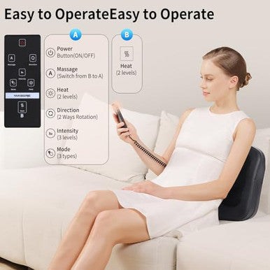 Masgre 2 In 1 Back Massager And Lumbar Support Pillow With Heat Shiatsu Massagers Deep Tissue Kneading Massage Pillows For Lower Back Leg Shoulder Pillow For Office Chair s For Mom Dad Women Men