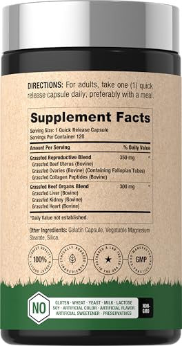 Horbaach Beef Organ Supplement For Women 120 Capsules