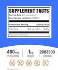 Bulksupplements.Com Folic Acid Powder - Vitamin B9, Folic Acid Supplement - Folic Acid Prenatal Vitamins, Folic Acid 800 Mcg - Gluten Free, 480Mcg Per Serving, 100G (3.5 Oz) (Pack Of 1)
