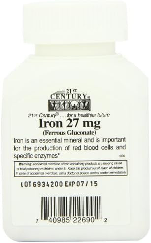 21St Century Iron 27 Mg Ferrous Gluconate Tablets 110 Count (Pack Of 2)