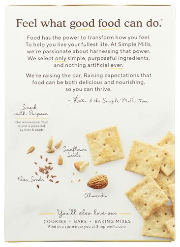 Simple Mills Almond Flour Crackers Fine Ground Sea Salt Gluten Vegan Healthy Snacks 4.25 Ounce (Pack of 1)