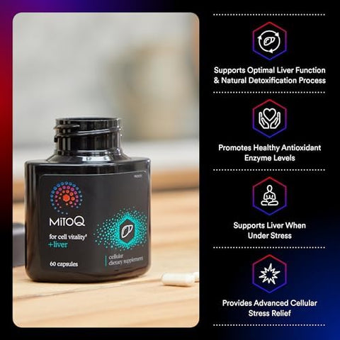 Mitoq +Liver Premium Coq10 Antioxidant - Contains Mitoquinol Mesylate Choline Milk Thistle Selenium - Supports Metabolism Liver Health Bodyâ€™S Natural Detoxification & Cell Vitality (60 Capsules)