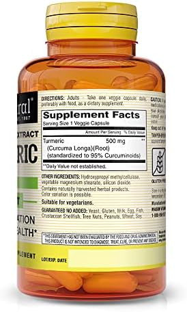 Mason Natural Turmeric Healthy Inflammatory Response Improved Joint And Muscle Health Herbal Supplement 60 Veggie Caps