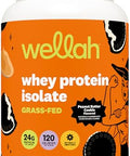 Wellah Grass-Fed Whey Protein Isolate Powder (Peanut Butter Cookie) 30 Servings - 24G Of Protein 120 Calories Per Serving Naturally Sweetened