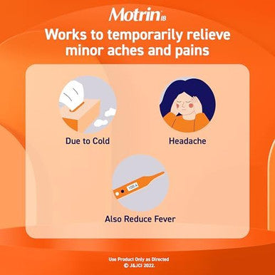 Motrin IB Ibuprofen 200mg Tablets for Fever Muscle Aches Headache & Back Pain Relief 100 ct.