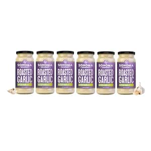 Sonoma Gourmet Roasted Garlic Alfredo Sauce, Made With Real Cream and Fresh Roasted Garlic, No Sugar Added, No Seed Oils, 15.5oz Jars (Pack of 6)