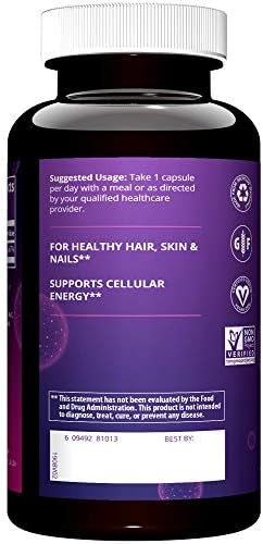 MRM Nutrition Biotin Capsules for Womem and Men 5000 mcg 60 Servings Supports Hair Growth Healthy Skin and Nails Vegan B7 Supplement for Cellular Energy Keratin Strength and Nutrient Metabolism