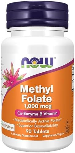Now Foods Supplements Methyl Folate 1000 Mcg Metabolically Active Folate Coenzyme B Vitamin 90 Tablets