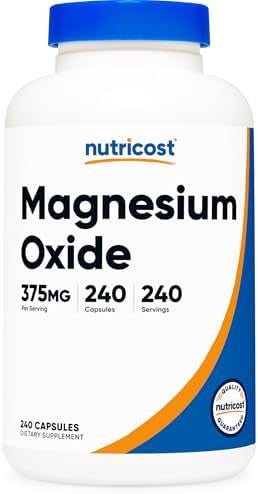 Nutricost Magnesium Oxide 375Mg 240 Capsules 210Mg Of Magnesium Nongmo Gluten