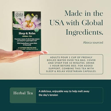 Gaia Herbs Sleep & Relax Herbal Tea Supportive Sleep Aid For A Natural Calm To Prepare For A Good Night'S Rest With Passionflower Chamomile & Lemon Balm 16 Caffeine Tea Bags