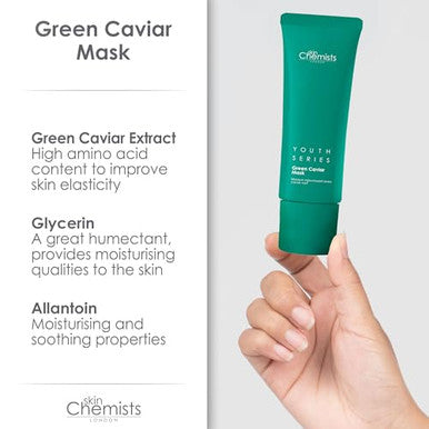 Skin Chemists Anti Aging Face Mask Green Caviar Anti Aging Face Mask - Nourishing Anti-Aging Facial Treatment Mask For Revived And Protected Skin - Rich In Amino Acids And Antioxidants - 50Ml