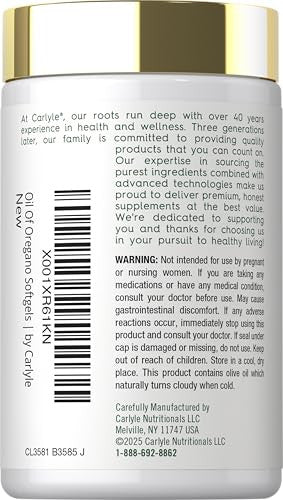 Carlyle Oregano Oil Supplement 150 Softgel