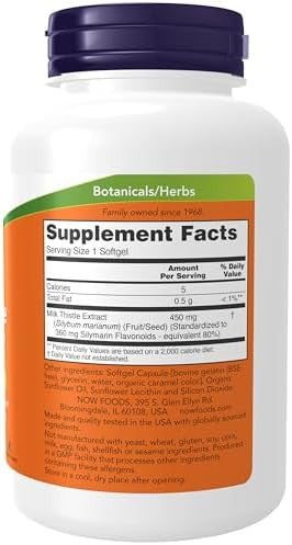 Now Foods Supplements, Silymarin Milk Thistle Extract, Extra Strength 450 Mg, 120 Softgels