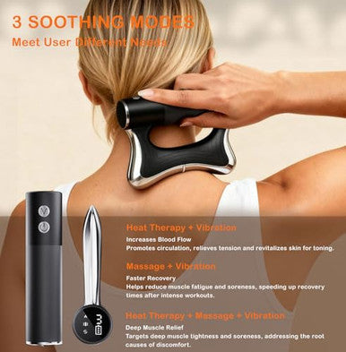 Masiketec Heated Muscle Scraper Tool electric Fascia Knife Massager Heating And Vibration Muscle Scraper Tool Body Gua Sha Massage Tool Fascia Tool Massage Tools For Deep Tissue(Black)