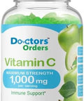 Doctors Finest Vitamin C 1000Mg Gummies, Maximum Strength, Vegan, Gmo- Gluten , Great Taste Natural Sour Apple Flavor Gummy Vitamins, Immune Support Dietary Supplement, For Adults, 90 Gummies