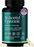 Etta Vita Vegan Liver Detox & Cleanse - Nac Supplement N-Acetyl Cysteine 600Mg With Quercetin Milk Thistle Molybdenum & Selenium N-Acetyl-Cysteine Capsules For Immune Support Diet Kits & Systems