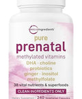 Micro Ingredients Prenatal Vitamins For Women 38-In-1 With Folate Dha Choline Iron Probiotics Inositol & Vitamin C D B Complex No Fillers 240 Veggie Capsules