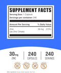 Bulksupplements.Com Zinc Citrate Capsules - Zinc Supplements, Zinc 30Mg, Zinc Capsules - Immune Support Supplement, Gluten Free, 1 Capsule Per Serving, 240 Capsules (Pack Of 1)