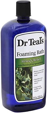 Dr Teal'S Foaming Bath And Lotion Set (2 Pack 42Oz Total) 34Oz Relax & Relief Eucalyptus & Spearmint Foaming Bath 8Oz Nighttime Therapy Melatonin Body Lotion At Home Spa Kit