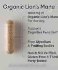 Sports Research Organic Lion'S Mane Mushroom Supplement 1800Mg - Brain Health Focus & Cognitive Supports - Usda Certified Organic Non-Gmo Vegan 90 Count Capsules