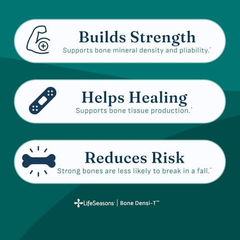 LifeSeasons Bone DensiT Osteo and Calcium Support Bone Mineral Density Pliability and Healing Skeletal Strength and Tissue Production Calcium Magnesium and Vitamin D 120 Capsules