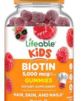 Lifeable Kids Biotin Gummies 5000Mcg Great Tasting Natural Flavor Biotin Supplement Vegan Non Gmo Hair Gummies For Hair Skin And Nails 90 Gummies