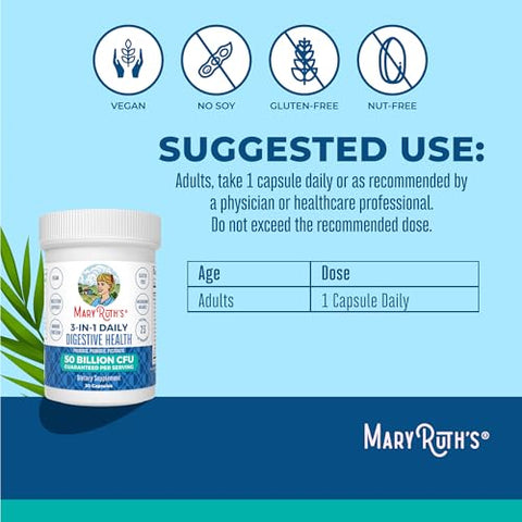 Maryruth'S 3-In-1 Probiotics For Digestive Health Prebiotic & Postbiotic Gut Health Supplement For Women & Men 23 Unique Strains Immune Support 50 Billion Cfu 30 Servings