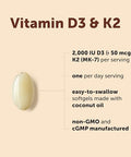 Micro Ingredients Vitamin D3 2000 Iu K2 Mk-7 50 Mcg 300 Softgels Made With Coconut Oil 2-In-1 Formula Easy To Swallow Non-Gmo