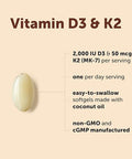 Micro Ingredients Vitamin D3 2000 Iu K2 Mk-7 50 Mcg 300 Softgels Made With Coconut Oil 2-In-1 Formula Easy To Swallow Non-Gmo