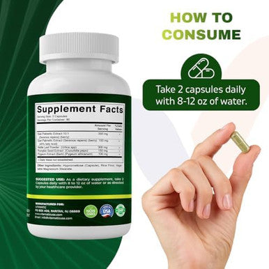 Vitamatic Saw Palmetto Extract For Men & Women 180 Veg Capsules - Made With Pumpkin Seed, Pygeum, Nettle Leaf - Made In The Usa - Promotes Healthy Prostate Function