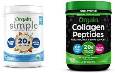 Orgain Organic Simple Vegan Protein Powder Vanilla With Collagen Peptides Powder Plant Based Protein Hair Skin Nail Joint Support 1.25Lb 1Lb