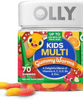 Olly Kids Multivitamin Gummy Worms Overall Health And Immune Support Vitamins And Minerals A C D E Bs And Zinc Chewable Supplement Sour Fruit Punch 45 Day Supply (70 Count)