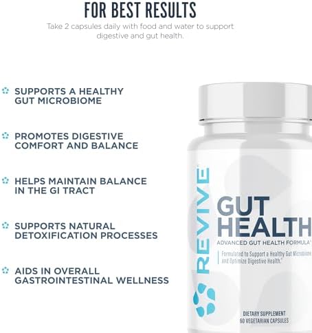 Revive Md Gut Health Supplements For Men & Women - Daily Gut Repair & Digestive Health Support Formula With Thyme Oregano & Milk Thistle - Vegan-Friendly Gluten- - 60 Vegetarian Capsules