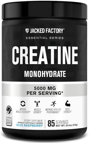 Jacked Factory Creatine Monohydrate Powder 425G 5G Daily Creatine Supplement For Men And Women Veganfriendly Thirdparty Tested 85 Servings Blue Raspberry