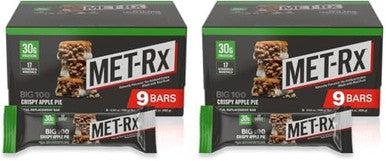 Metrx Big 100 Colossal Protein Bars Crispy Apple Pie Meal Bars 9 Count (Pack Of 2)