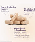Natrol Ultra Energy 4-In-1 Blend 1000Mcg B12 Vitamin B Complex Vitamin D Coq10 Capsules 30 Ct Vegetarian Caffeine Free Supports Cellular Energy Production