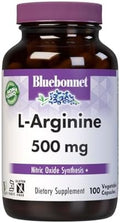 Bluebonnet Nutrition Larginine 500Mg Form Amino Acid Nitric Oxide Precursor Soy Gluten Nongmo Kosher Vegan 100 Vegetable Capsules 100 Servings White