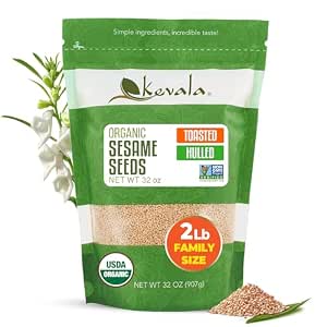Kevala Organic Black Toasted Sesame Seeds - 2 lb, 32 oz, Baking and Cooking | Unhulled Roasted Black Sesame for Asian Cuisine, Contain Unsaturated Fats and Lignans, Convenient Resealable Bag
