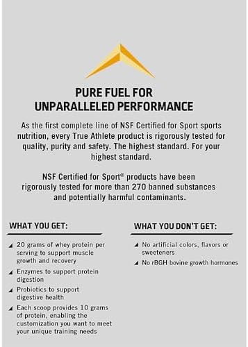 True Athlete Natural Whey Protein - Chocolate 20G Of Protein Per Serving - Probiotics For Digestive Health Hormone (2.5 Pound Powder)