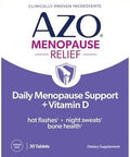 Azo Daily Menopause Relief + Vitamin D To Support Strong Bones Menopause Supplements For Women Reduces Hot Flashes And Night Sweats 30 Count
